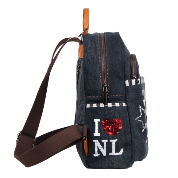 NICOLE LEE THEORA SEQUIN DENIM BACKPACK